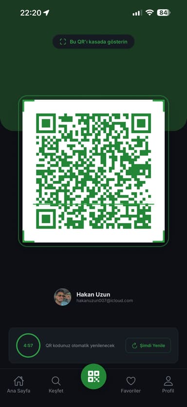 QR kod ekranı
